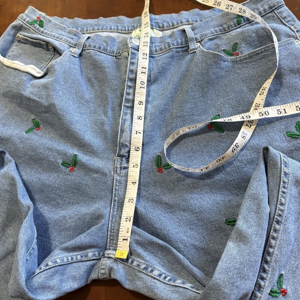 Vintage Quaker Factory Jeans Sz 24W Women’s Cherry Embroidery Print High Rise - Picture 9 of 15